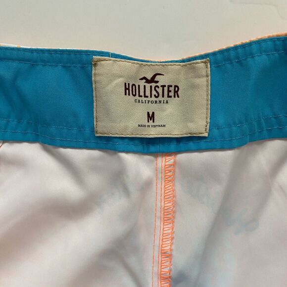 Hollister Mens Medium Neon Orange Pineapple Bermuda Board Shorts Swim Trunks - Picture 7 of 12